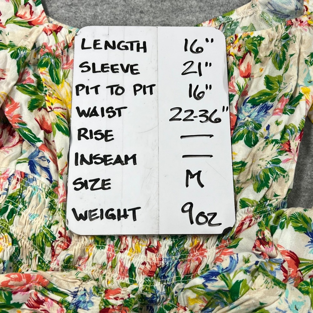 AFRM Floral Smocked Crop Top‎ Long Balloon Sleeve Cottagecore Festival Medium - Picture 7 of 7